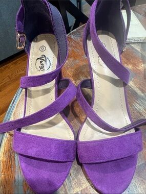 Trary Purple Suede Strappy Ankle-Strap Sandals